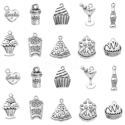 100Pcs 10 Styles Tibetan Style Alloy Pendants TIBEP-CJ0002-55-1