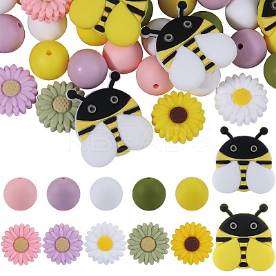 59pcs 12 Styles Silicone Beads SIL-SZ0002-26-1