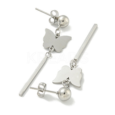 Non-Tarnish Butterfly 304 Stainless Steel Stud Dangle Earrings EJEW-G400-45P-1