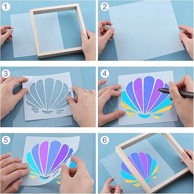 1 Set Marine Organism Theme Plastic Drawing Painting Stencils Templates DIY-FH0003-42-1