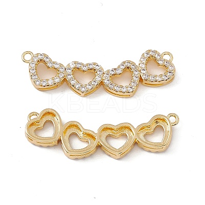 Brass Micro Pave Clear Cubic Zirconia Connector Charms KK-E068-VC024-1