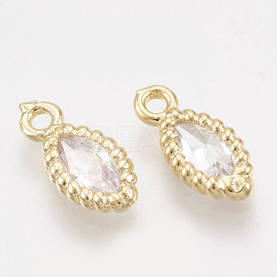 Brass Cubic Zirconia Charms KK-T035-27-1