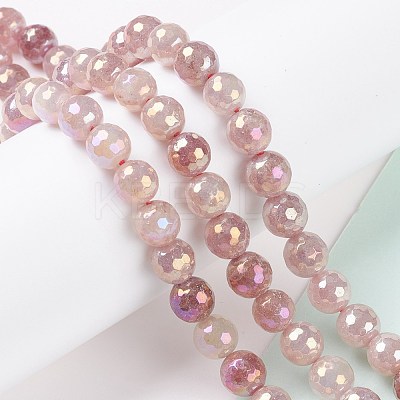 Round Natural Electroplated Strawberry Quartz Beads G-P447-B03-01-1