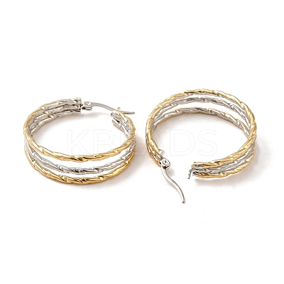 Two Tone 304 Stainless Steel Triple Circle Hoop Earrings for Women LS-EJEW-I273-01GP-1