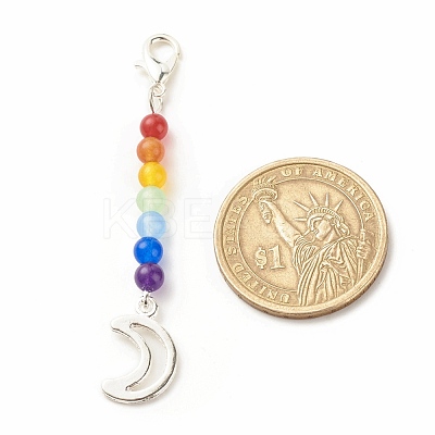 Chakra Theme Natural & Dyed Malaysia Jade Beaded Pendant Decorations HJEW-JM00642-01-1