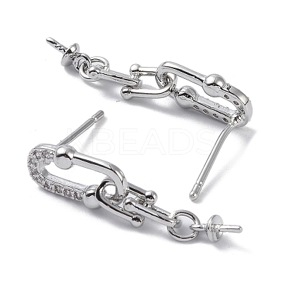 Brass with Cubic Zirconia Stud Earring Findings LS-KK-B087-07P-1