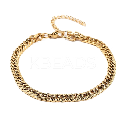 304 Stainless Steel Cuban Link Bracelets for Men Women BJEW-Q038-05G-1