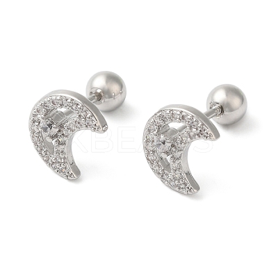 Moon Brass Micro Pave Clear Cubic Zirconia Cartilage Earrings EJEW-L289-02P-01-1