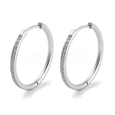 304 Stainless Steel Micro Pave Clear Cubic Zirconia Huggie Hoop Earrings EJEW-C096-01H-P-1