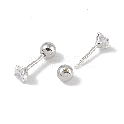 Anti-Tarnish Rhodium Plated 999 Fine Silver Cubic Zirconia Cartilage Earrings for Women LS-EJEW-S215-28P-1