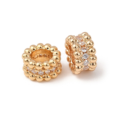 Brass Cubic Zirconia European Beads ZIRC-L105-09G-1