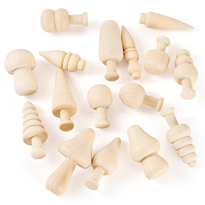 16Pcs 16 Styles Unfinished Wood Ornaments WOOD-TA0002-77-1