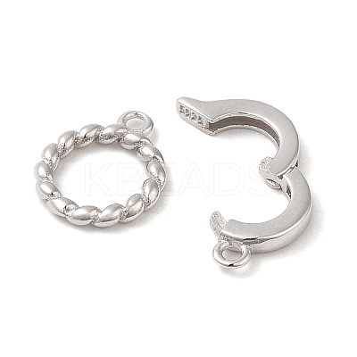Rhodium Plated 925 Sterling Silver Fold Over Clasps X-STER-G038-06P-1