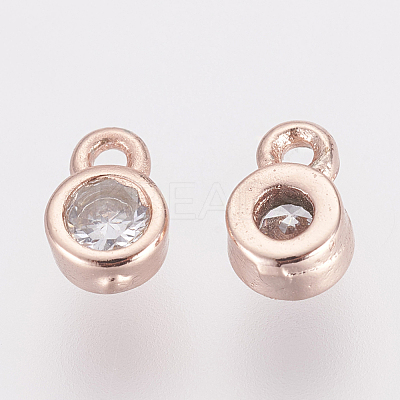 Brass Clear Cubic Zirconia Charms X-ZIRC-P068-01RG-1