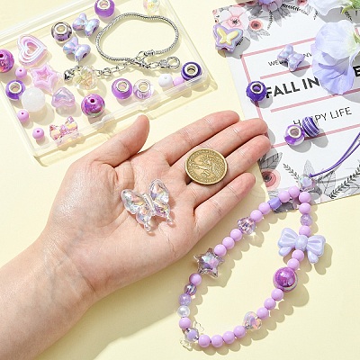 DIY Acrylic Beads & Brass European Style Bracelet Making Kits DIY-YW0012-21A-1