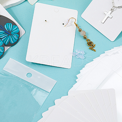 100Pcs Rectangle Paper One Pair Earring Display Cards CDIS-SC0001-14-1