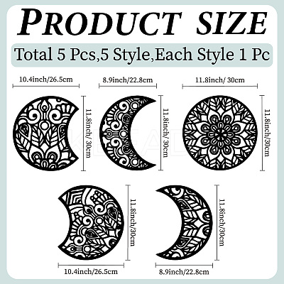 Wood Moon Phase Pendant Decoration HJEW-WH20013-004-1