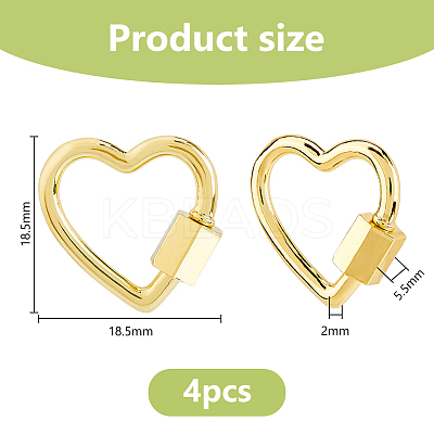 4Pcs Brass Screw Carabiner Lock Charms KK-DC0004-65-1