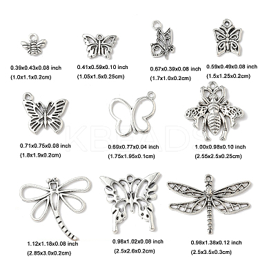 50Pcs 10 Styles Tibetan Style Pendants TIBEP-FP0001-15-1