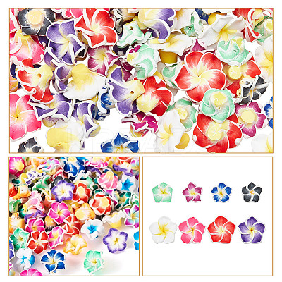 80Pcs 8 Styles Handmade Polymer Clay 3D Flower Plumeria Beads CLAY-AR0001-32-1