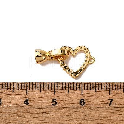 Heart Brass Micro Pave Clear Cubic Zirconia Fold Over Clasps KK-Z121-23G-1