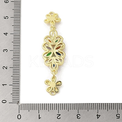 Rack Plating Brass Pave Colorful Cubic Zirconia Flower Connector Charms KK-C052-37C-G-1