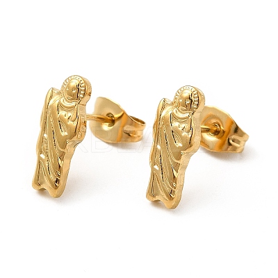 Ion Plating(IP) 304 Stainless Steel Human Stud Earrings for Women EJEW-E271-01G-1