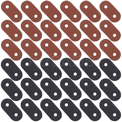 50Pcs 2 Colors 2-Hole PU Leather Buttons BUTT-CL0001-05B-1