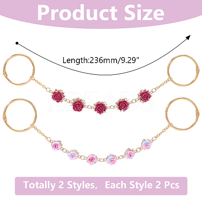 4Pcs 2 Styles Alloy & Resin Boot Strap Chains HJEW-HY00195-1