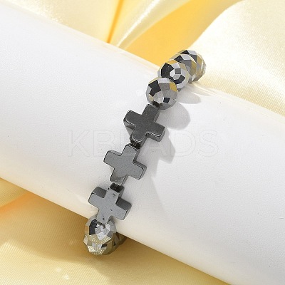 Natural Titanium Hertz Beads Stretch Bracelets for Women Men BJEW-R015-01-1