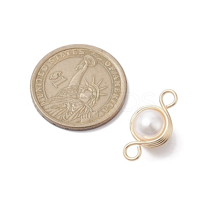 Natural Cultured Freshwater Pearl Copper Wire Wrapped Connector Charms PALLOY-JF02605-1