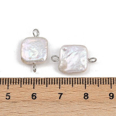Natural Freshwater Pearl Keshi Pearl Square Connector Charms STAS-D378-10P-1