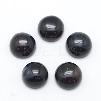 Natural Black Agate Cabochons G-E492-H-15-1