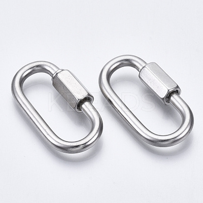Tarnish Resistant 304 Stainless Steel Screw Carabiner Lock Charms STAS-N087-25A-01-1