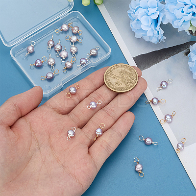 24Pcs 2 Colors Natural Cultured Freshwater Pearl Two Sides Polished Charms PALLOY-ME00012-1