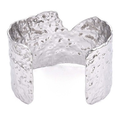 Non-Tarnish 304 Stainless Steel Wide Open Cuff Bangle for Women BJEW-F442-03P-1