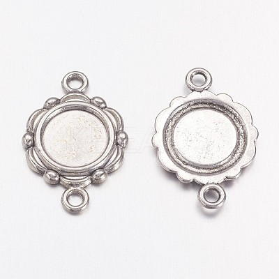 Tibetan Style Link Cabochon Bezel Settings TIBEP-0578-S-FF-1