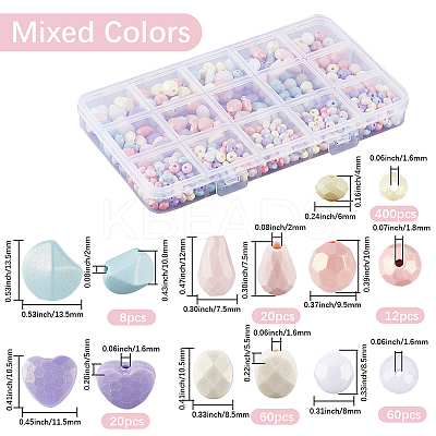 580Pcs 7 Styles Opaque Acrylic Beads SACR-SP0001-24-1