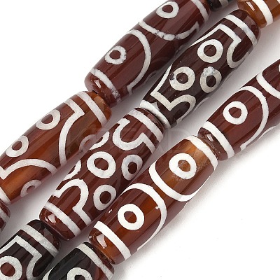 Rice Shape Tibetan Style dZi Beads Strands G-A269-A08-01-1