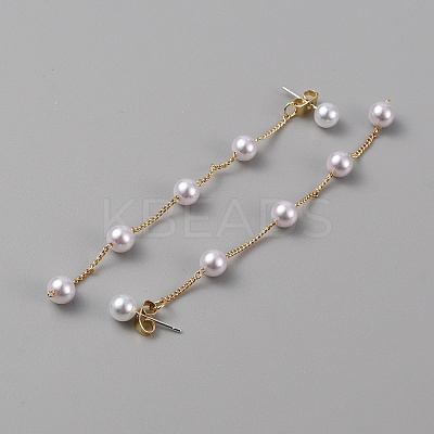 Plastic Pearl Beaded Dangle Stud Earrings EJEW-WH0009-10G-1