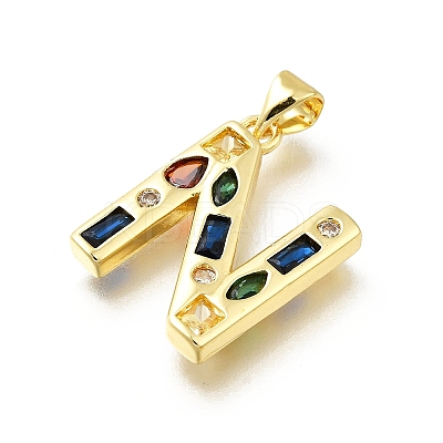 Brass Micro Pave Clear Cubic Zirconia Pendants KK-G521-01G-N-01-1