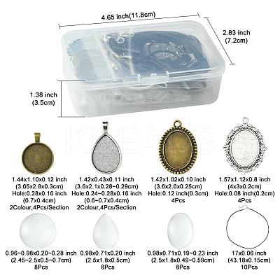 DIY Blank Dome Alloy Glass & Waxed Cord Necklace Making Kits DIY-FS0007-65-1