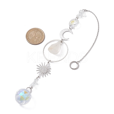 Rough Raw Natural Quartz Crystal Nuggets Hanging Ornaments HJEW-JM01839-01-1