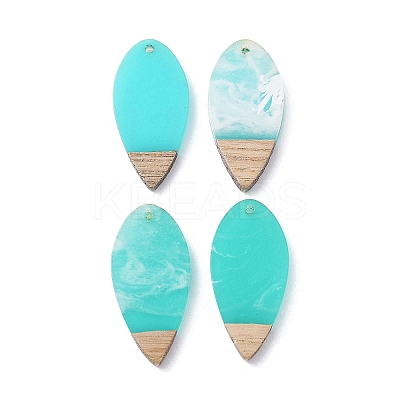 Transparent Resin & Walnut Wood Pendants RESI-XCP0002-14-1