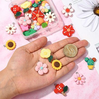 28Pcs 14 Styles Opaque Resin Pendants RESI-CJ0002-54-1