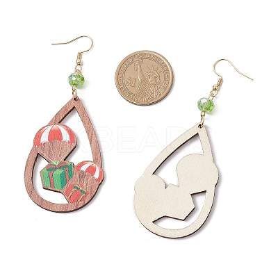 Christmas Printed Wood Dangle Earrings EJEW-JE06519-1