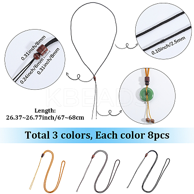 24Pcs 3 Styles Polyester Cord Necklace Makings AJEW-SC0003-82-1