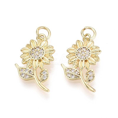 Brass Micro Pave Cubic Zirconia Pendants KK-T071-125G-1