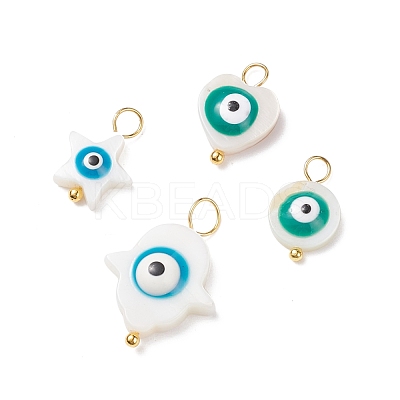 4Pcs 4 Styles Natural Freshwater Shell Pendants PALLOY-JF01873-1