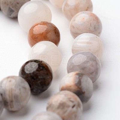 Round Natural Bamboo Leaf Agate Bead Strands G-J346-33-8mm-1